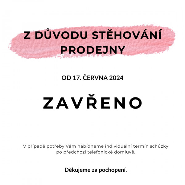 PRODEJNA VE ZLÍNĚ Z DŮVODU STĚHOVÁNÍ UZAVŘENA